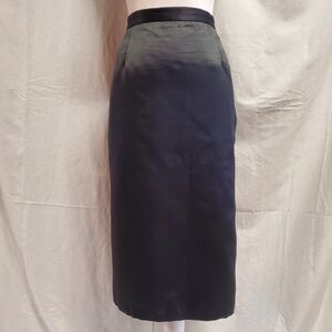 Lily & Taylor Couture NY vtg black satin-like shiny A line dressy midi skirt 20